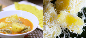 Chicken Curry & Roti Jala & Kueh Ubi Kayu